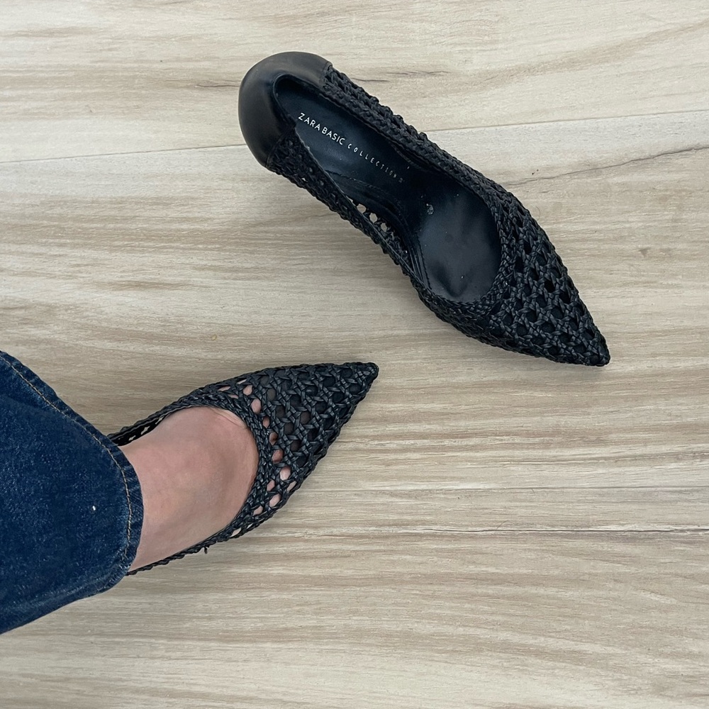 Zara Black Mesh Women's Flats